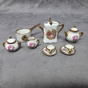 LIMOGES FRANCE DOLL HOUSE MINIATURE PITCHER BOWL TEA SET LOT OLD VINTAGE